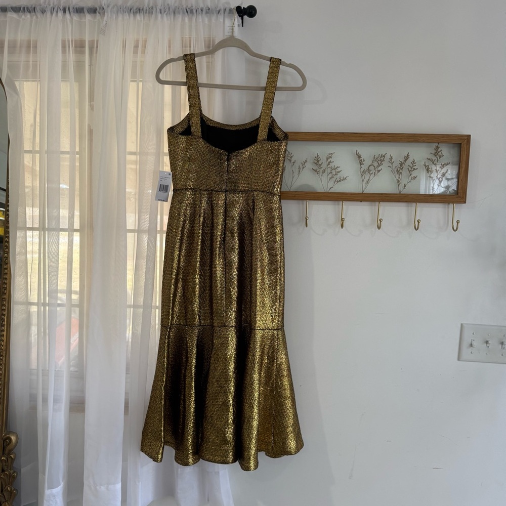 Mestiza Jody Tweed Midi Dress Metallic Gold NWT - Picture 5 of 7